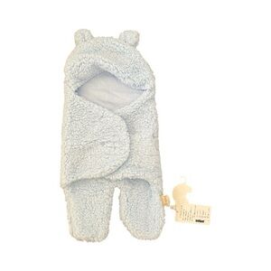 NWT XMWEALTHY Baby Plush Swaddle 0-6M Light Blue Teddy Wrap Blanket Newborn